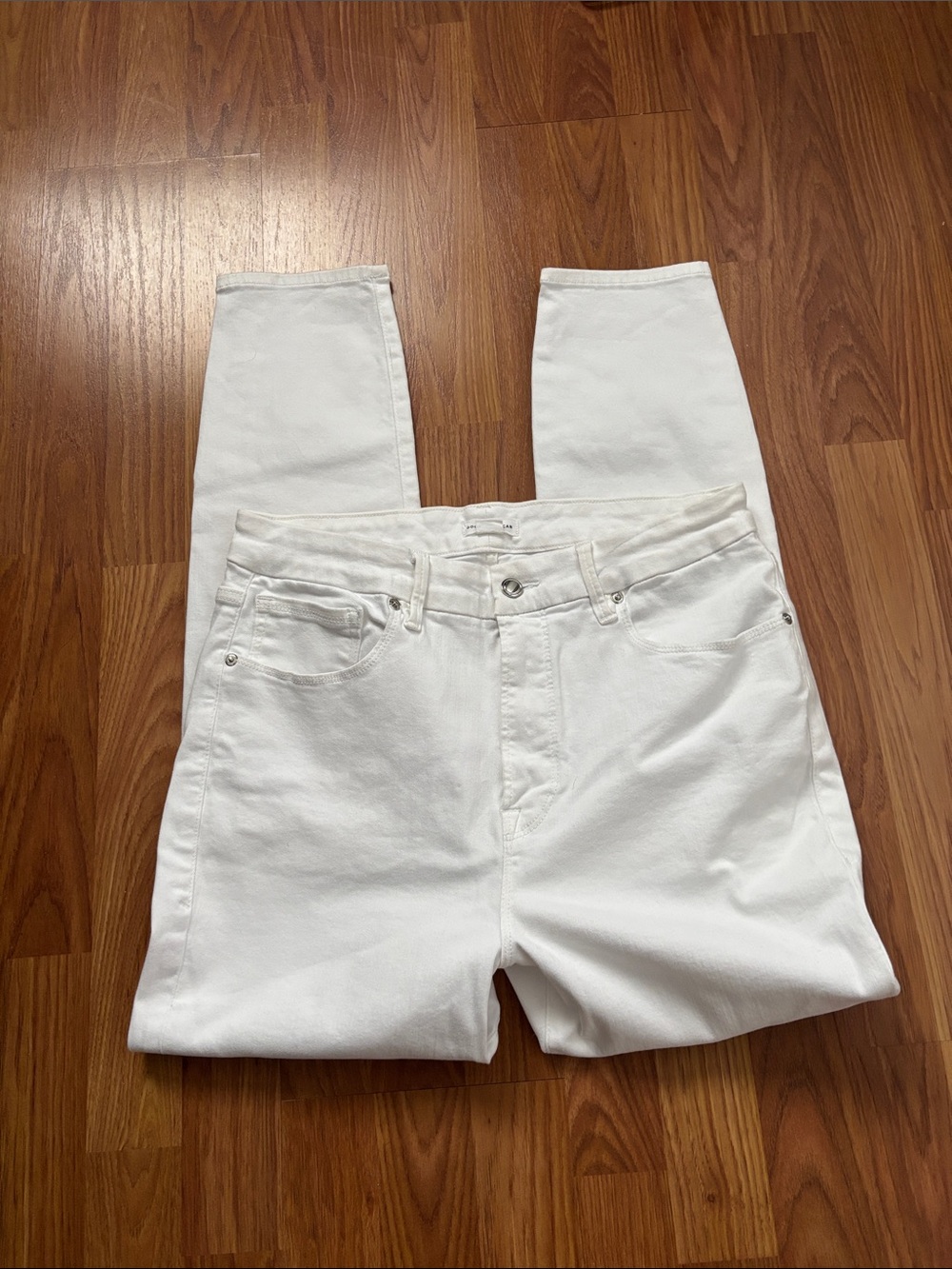 Good American White High Rise Slim Ankle Jeans Sz 16